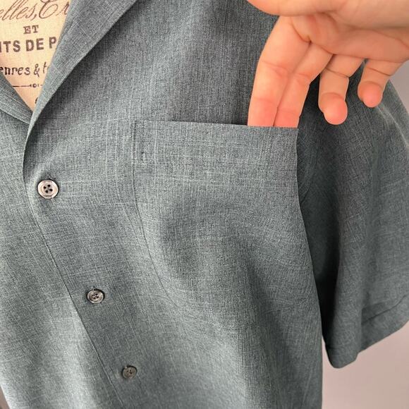 Vintage board surf New York men’s green button up short sleeve collared shirt - Picture 5 of 8